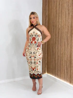REF 030.5 | VESTIDO MIDI ESTAMPADO 3D