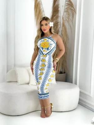 REF 039.2 | VESTIDO MIDI ESTAMPADO 3D