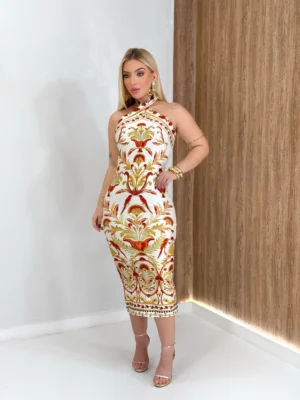 REF 030.4 | VESTIDO MIDI ESTAMPADO 3D