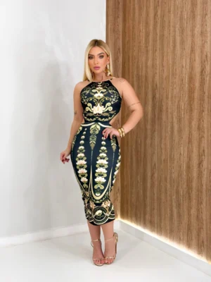 REF 039.7 | VESTIDO MIDI ESTAMPADO 3D