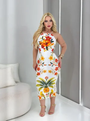 REF 039.4 | VESTIDO MIDI ESTAMPADO 3D