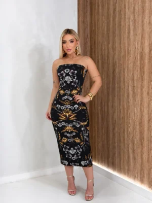 REF 038.1 | VESTIDO MIDI ESTAMPADO 3D