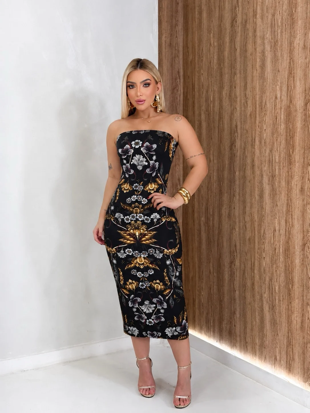 REF 038.1 | VESTIDO MIDI ESTAMPADO 3D