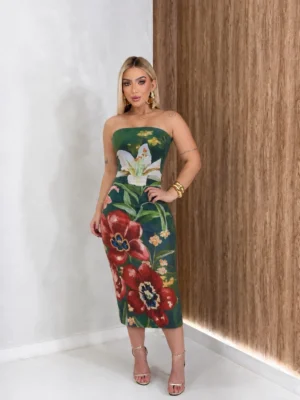REF 038.3 | VESTIDO MIDI ESTAMPADO 3D