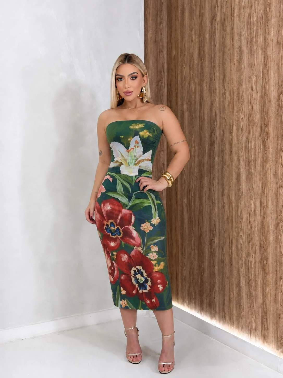 REF 038.3 | VESTIDO MIDI ESTAMPADO 3D